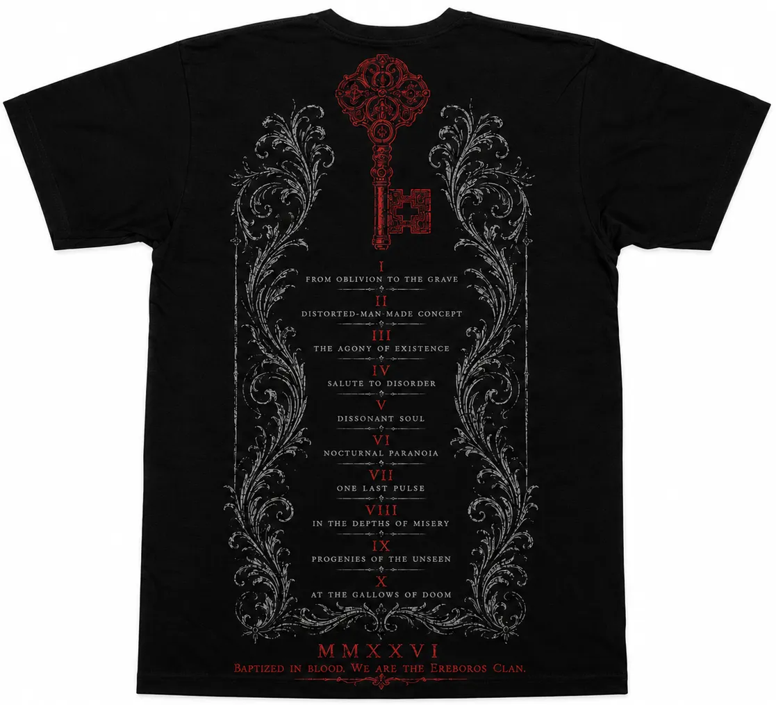 Camiseta Ereboros Oblivion, costas com a tracklist